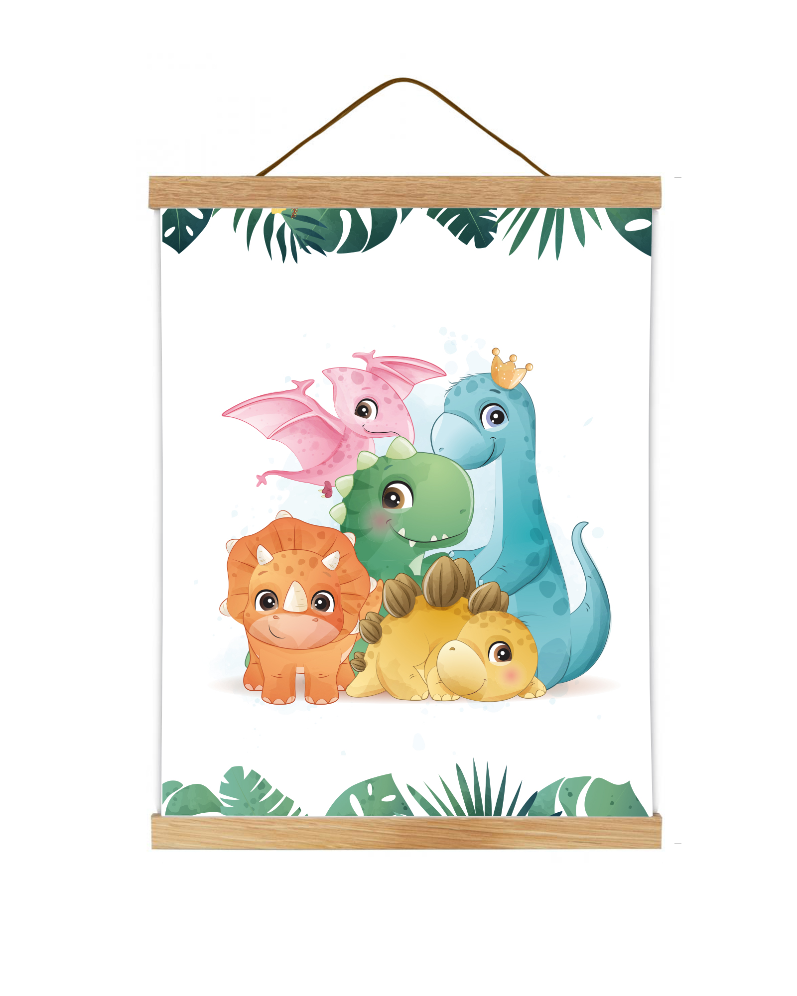 Dinofamiljen Poster med teak hängare